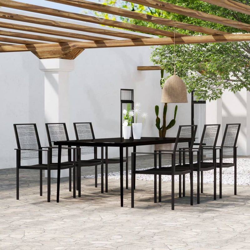 7 Piece Garden Dining Set Black