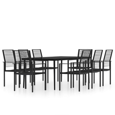 9 Piece Garden Dining Set Black