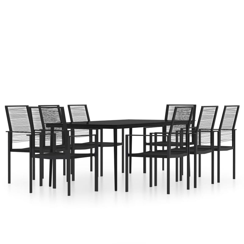 9 Piece Garden Dining Set Black