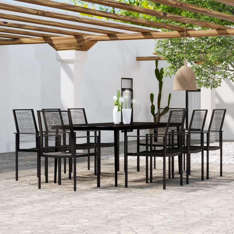 9 Piece Garden Dining Set Black