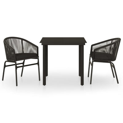 3 Piece Garden Dining Set Black