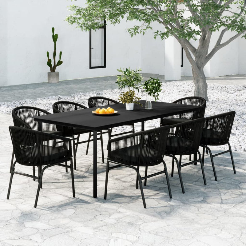 9 Piece Garden Dining Set Black