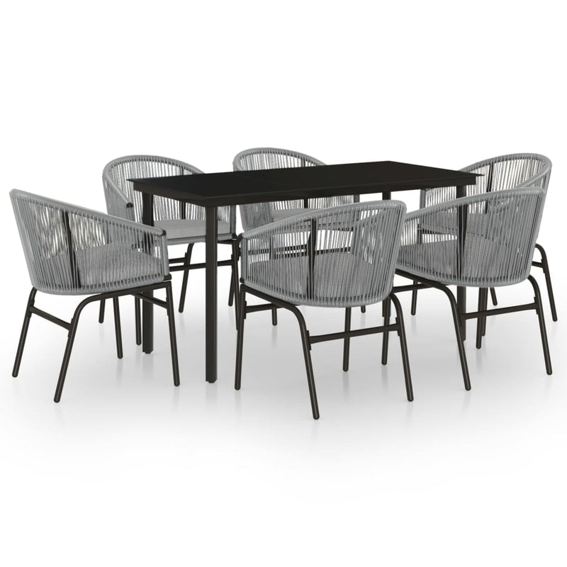 7 Piece Garden Dining Set Grey