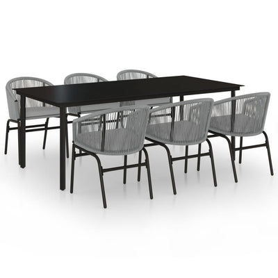 7 Piece Garden Dining Set Grey