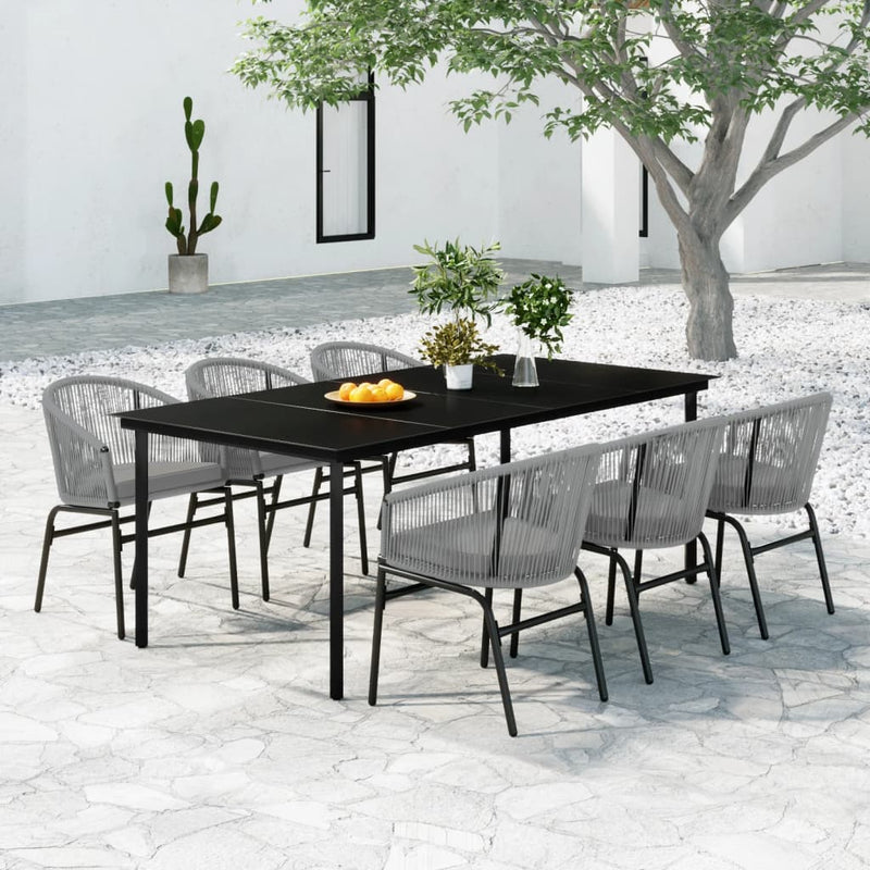 7 Piece Garden Dining Set Grey