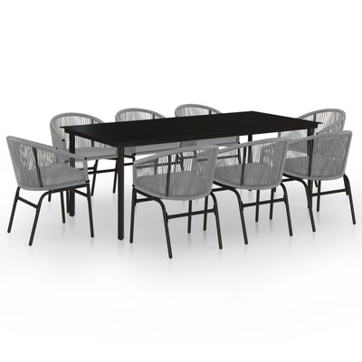 9 Piece Garden Dining Set Grey