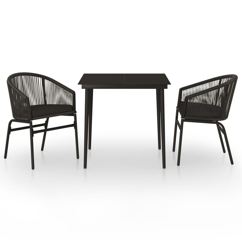 3 Piece Garden Dining Set Black