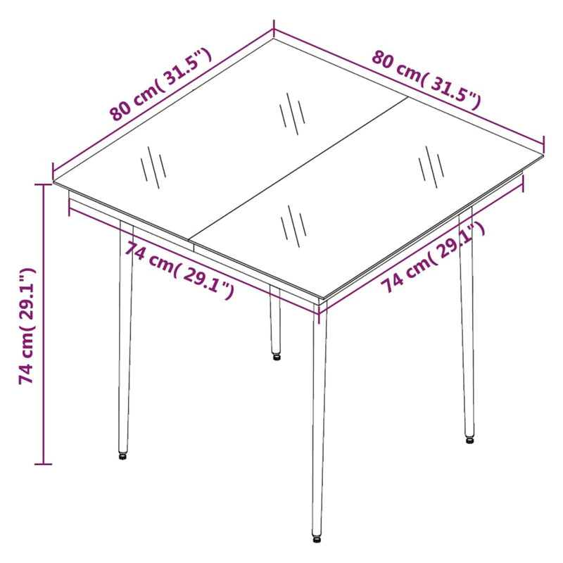 3 Piece Garden Dining Set Black