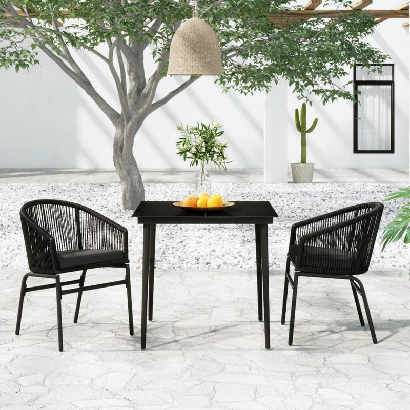 3 Piece Garden Dining Set Black