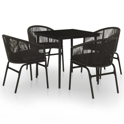 5 Piece Garden Dining Set Black