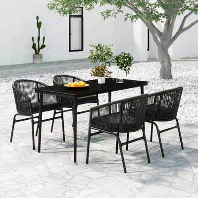 5 Piece Garden Dining Set Black