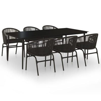 7 Piece Garden Dining Set Black