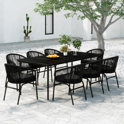 9 Piece Garden Dining Set Black