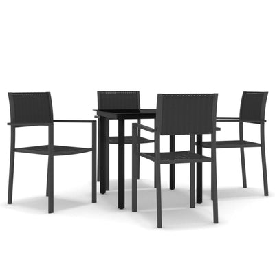 5 Piece Garden Dining Set Black