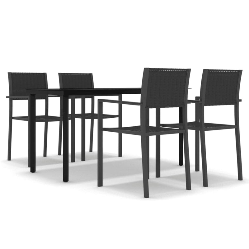 5 Piece Garden Dining Set Black