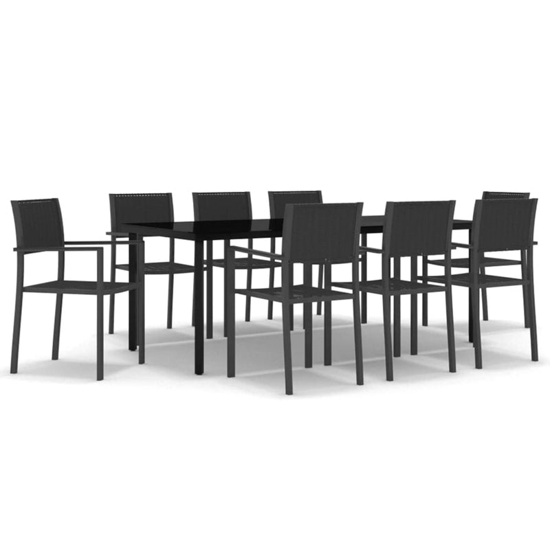 9 Piece Garden Dining Set Black