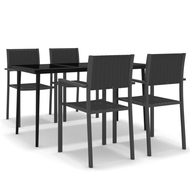 5 Piece Garden Dining Set Black