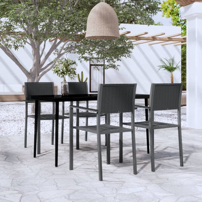 5 Piece Garden Dining Set Black