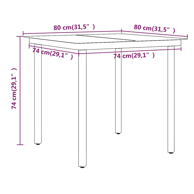 5 Piece Garden Dining Set with Cushions Black