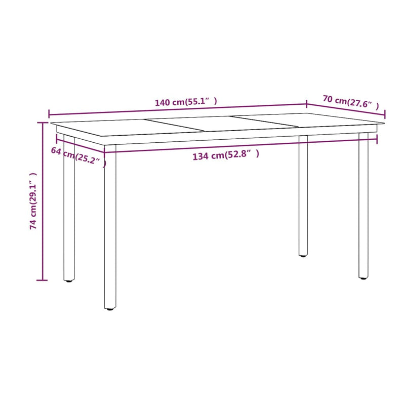 5 Piece Garden Dining Set with Cushions Black