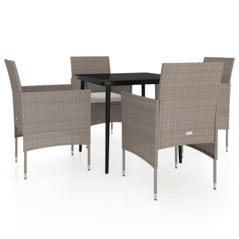 5 Piece Garden Dining Set with Cushions Beige and Black