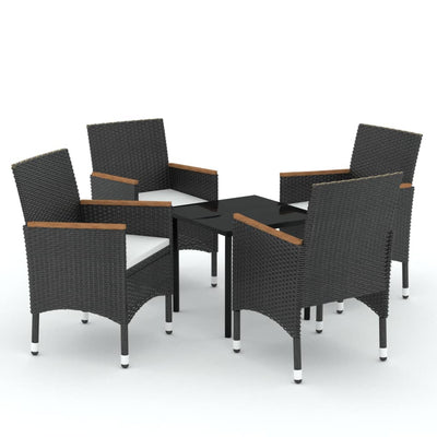 5 Piece Outdoor Dining Set with Cushions Black