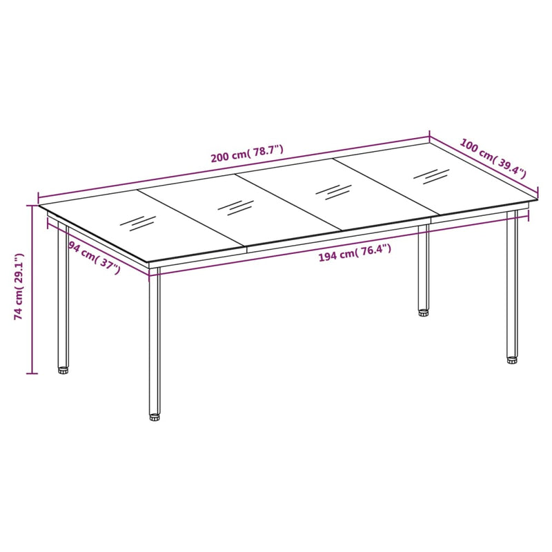 9 Piece Garden Dining Set with Cushions Grey and Black