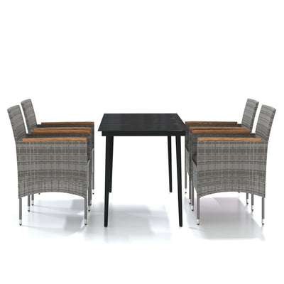 5 Piece Outdoor Dining Set with Cushions Grey and Black