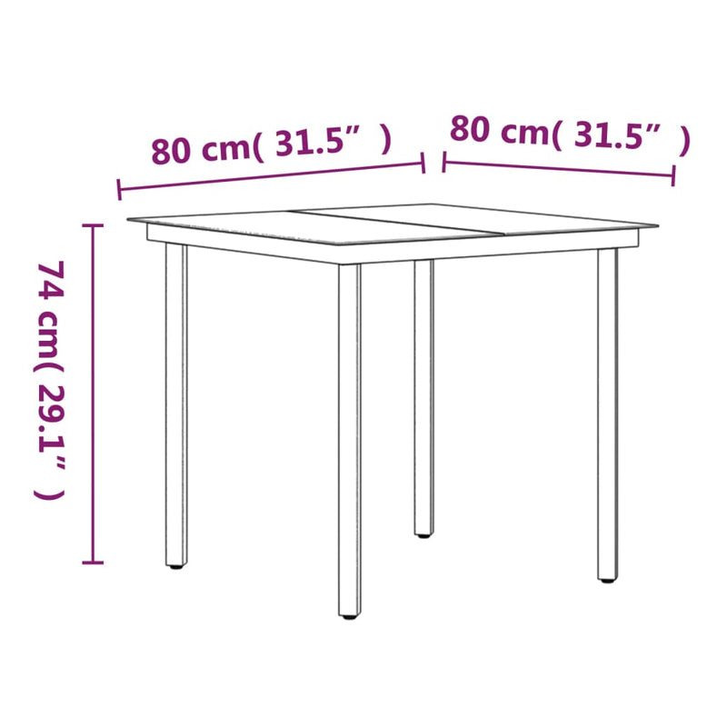 3 Piece Garden Dining Set with Cushions Black