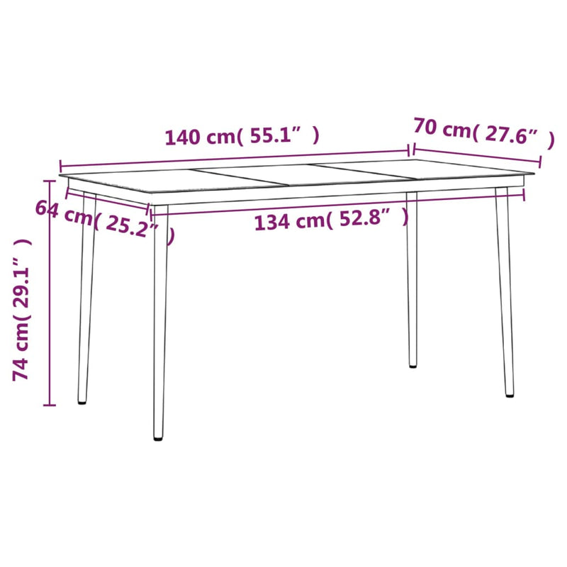 5 Piece Garden Dining Set with Cushions Black