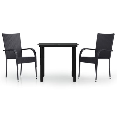 3 Piece Outdoor Dining Set Black