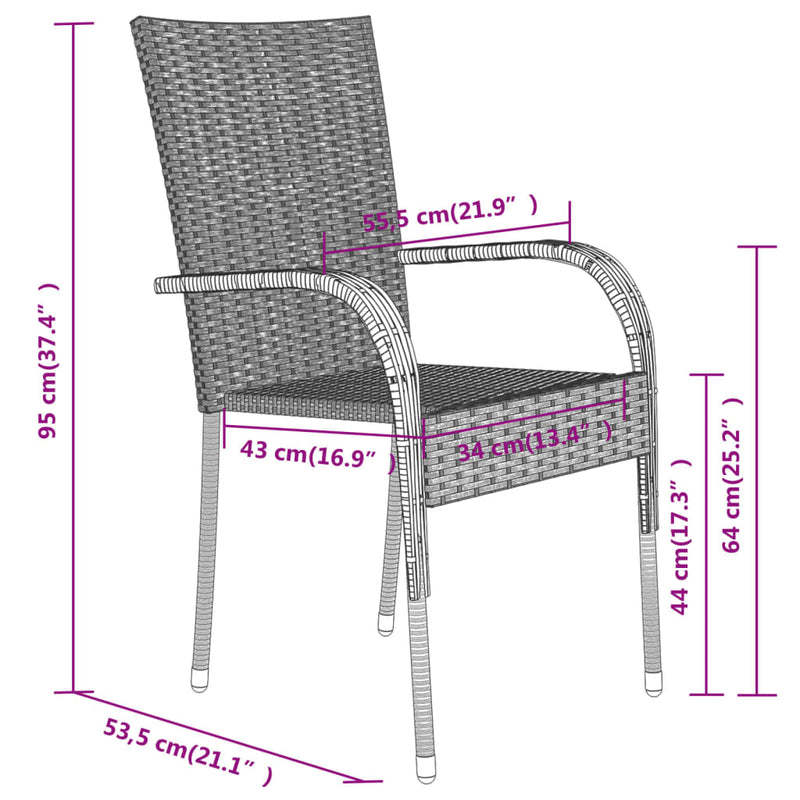 3 Piece Outdoor Dining Set Black