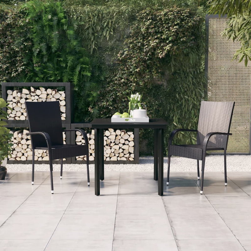 3 Piece Outdoor Dining Set Black