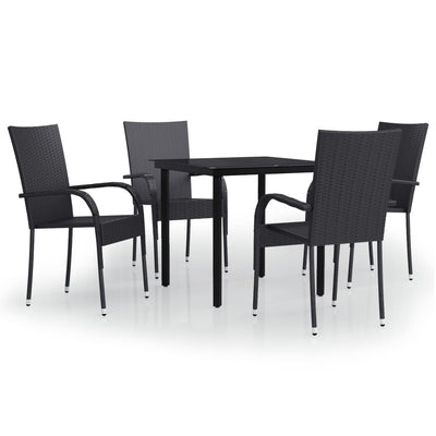 5 Piece Outdoor Dining Set Black