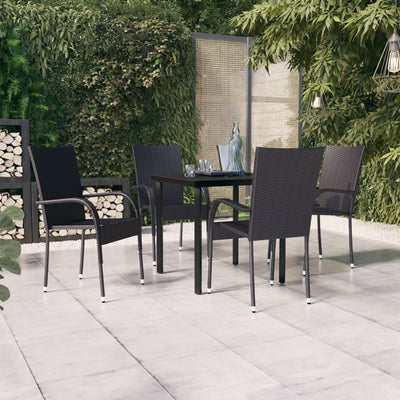 5 Piece Outdoor Dining Set Black