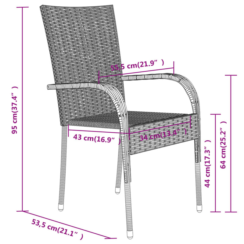 7 Piece Outdoor Dining Set Black