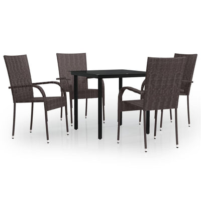 5 Piece Outdoor Dining Set Brown and Black