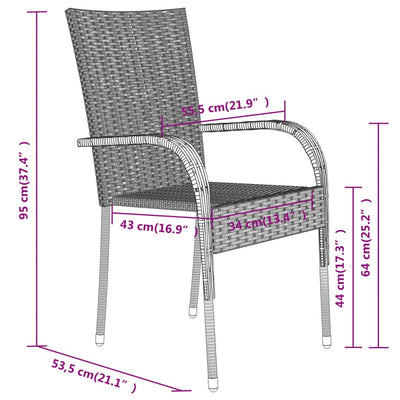 7 Piece Garden Dining Set Grey and Black