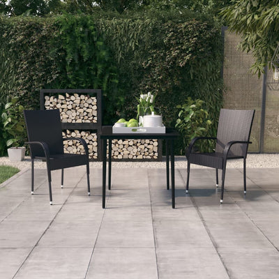 3 Piece Garden Dining Set Black