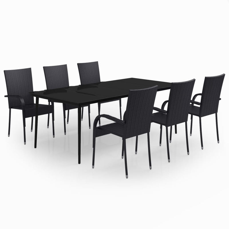 7 Piece Garden Dining Set Black