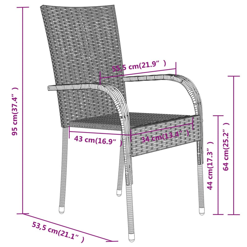 7 Piece Garden Dining Set Black