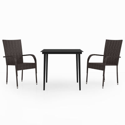 3 Piece Garden Dining Set Brown and Black