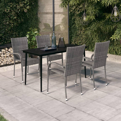 5 Piece Garden Dining Set Grey and Black