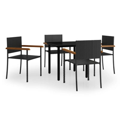 5 Piece Garden Dining Set Black