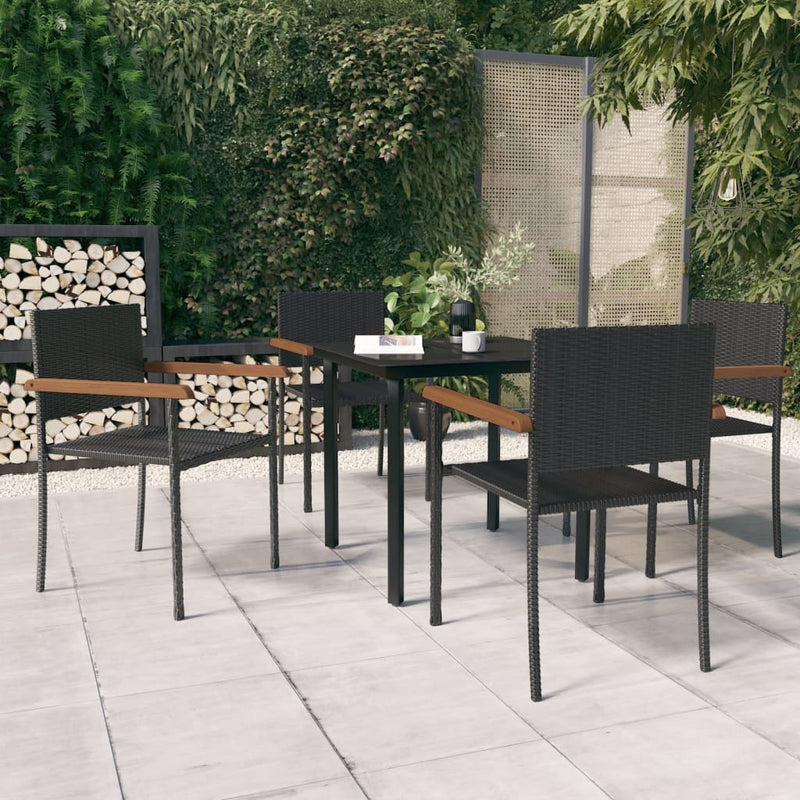 5 Piece Garden Dining Set Black