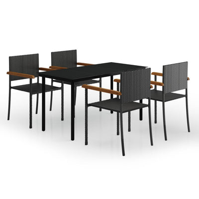 5 Piece Garden Dining Set Black