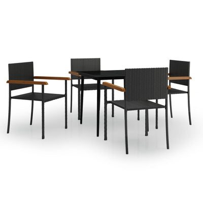 5 Piece Garden Dining Set Black