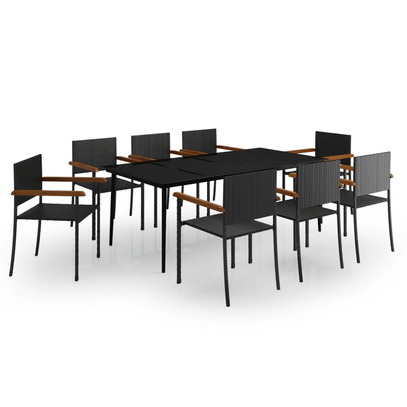 9 Piece Garden Dining Set Black