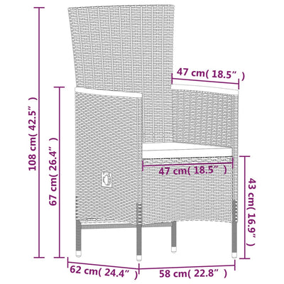 7 Piece Garden Dining Set with Cushions Grey