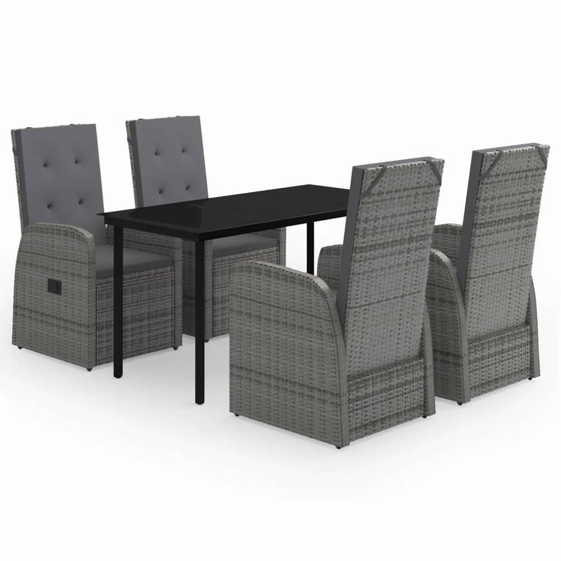 5 Piece Garden Dining Set with Cushions Grey